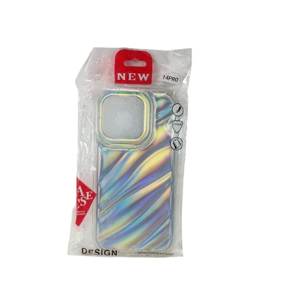 Water Ripple Patten Compatible for iPhone 14 Pro Case Clear Glitter, 6.1“